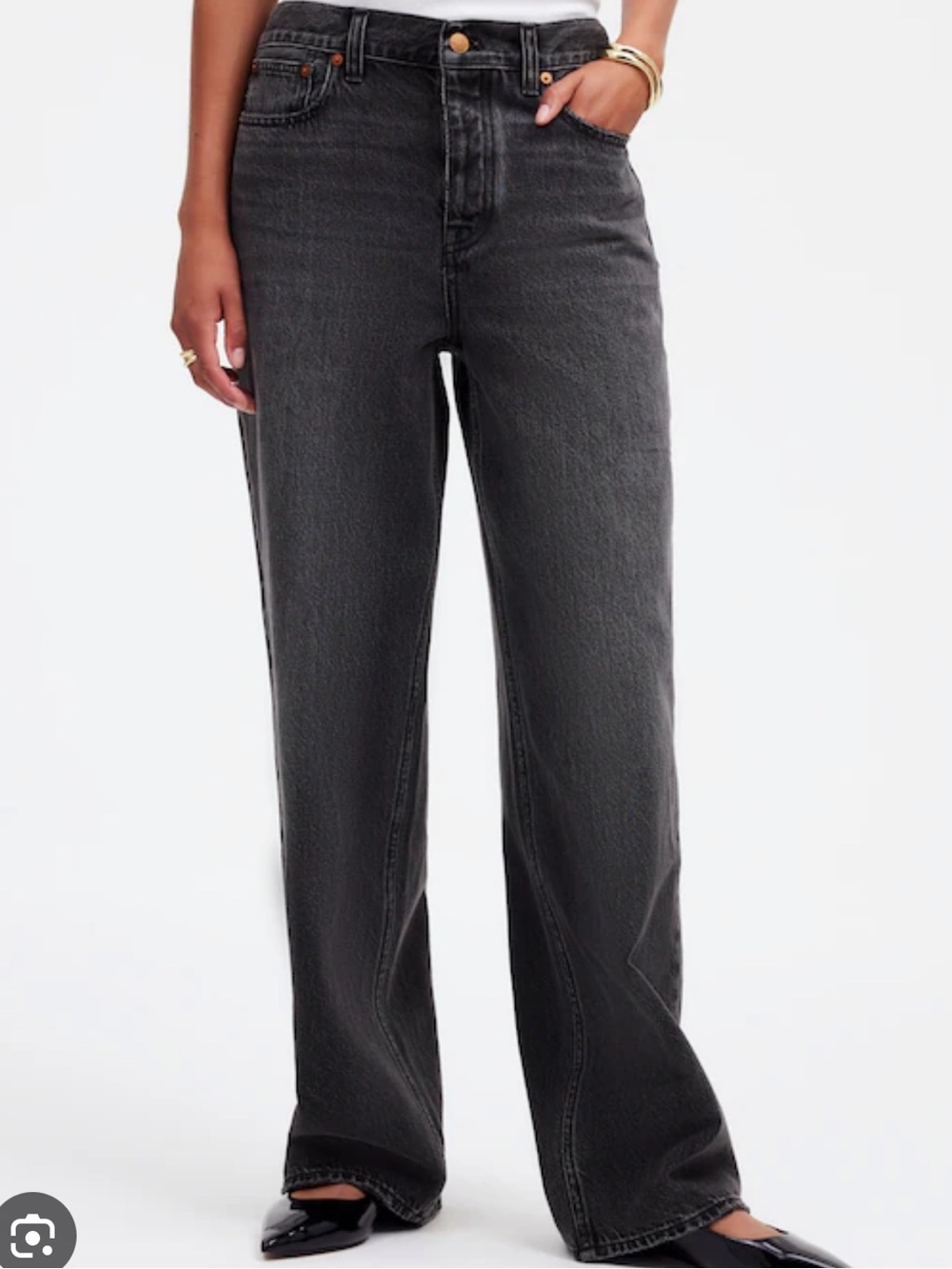 Madewell Low Rise Baggy Jeans Black Kensington Black Wash NEW